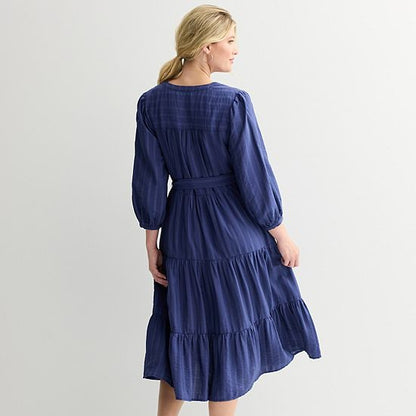  Women's Sonoma Goods For Life® Three-Quarter Sleeve Midi Dress