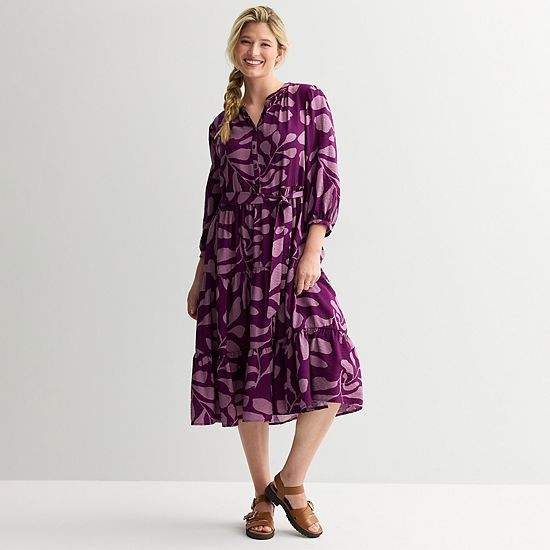  Women's Sonoma Goods For Life® Three-Quarter Sleeve Midi Dress