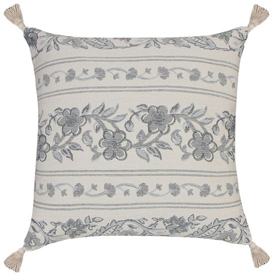 Sonoma Goods For Life® Blue Ivory Floral Woven Throw Pillow