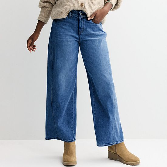  Women's Sonoma Goods For Life® Mid Rise Wide Leg Seamed Jeans