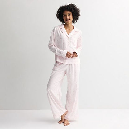  Women's Sonoma Goods For Life® Woven Notch 2-pc. Pajama Top & Pajama Bottoms Set