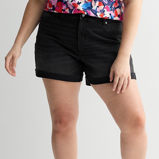  Plus Size Sonoma Goods For Life® Mid Rise Roll Cuff Denim Shorts- Size 30W