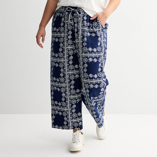  Plus Size Sonoma Goods For Life® Linen Wide Leg Ankle Pants